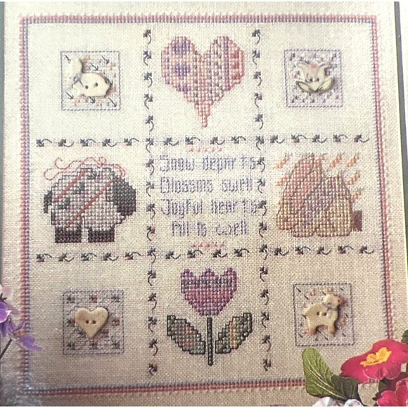 Butttoned Hearts Counted Cross Stitch Pattern By Shepherds Bush Printworks - Picture 1 of 3